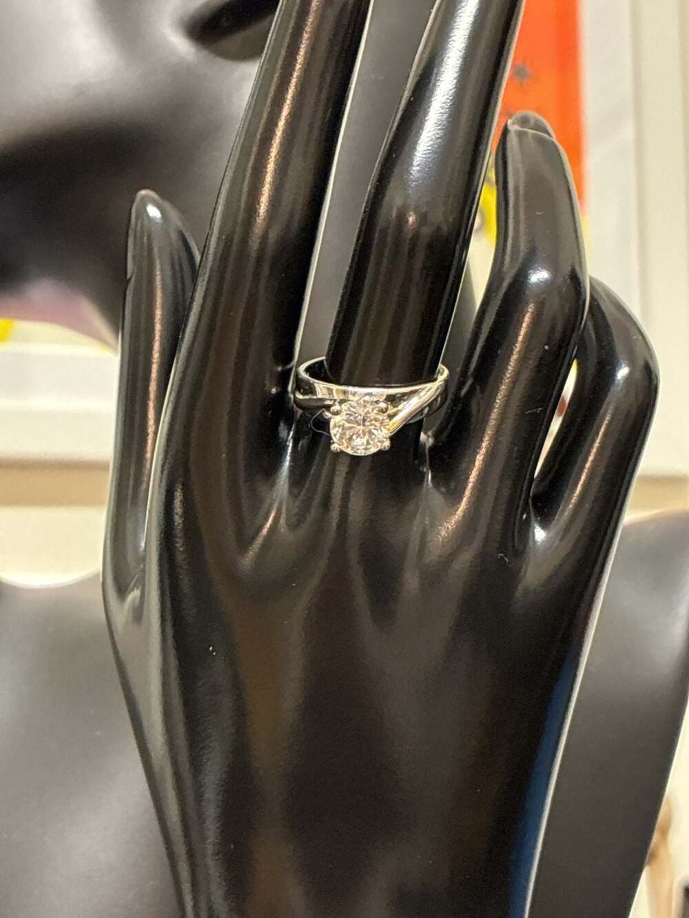RSC Sterling Silver Solitaire Cubic Zirconia Ring Size 9